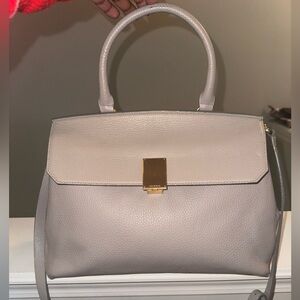Couronne Gray Leather Satchel - Korean Luxury